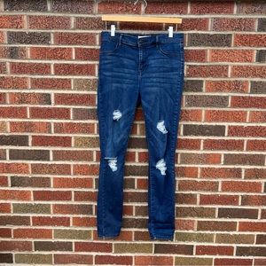 PacSun Dark Blue Denim Distressed High Waisted Skinny Jean Jeggings